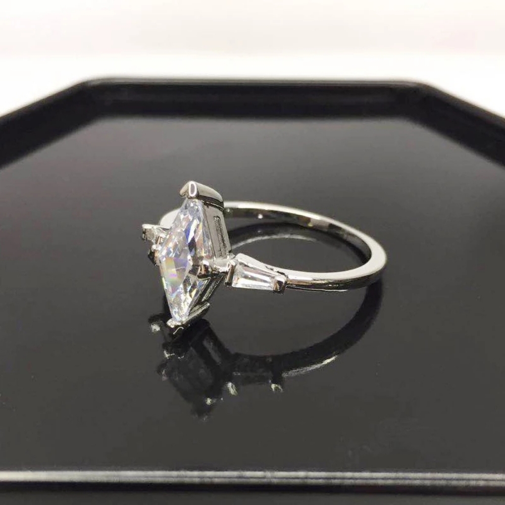 NEW Platinum Plated  Brilliant Marquise Diamond Ring - Picture 12 of 13